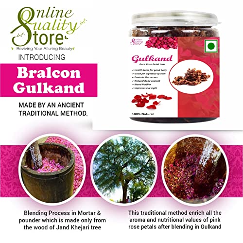 Online Quality Store Natural Gulkand (Rose Petal Jam), 400g | Sun-Cooked Damask Rose Petals & Rock Sugar |Pure gulkand Organic| Gulkand for Paan