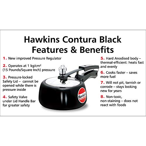 Hawkins Contura Hard Anodized Pressure Cooker, 1.5 Liters