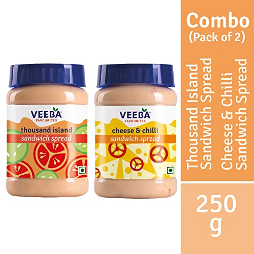 Veeba Sandwich Spreads Combo - Cheese n Chilli, 250g and Thousand Island Sandwich Spread, 250g - Pack of 2