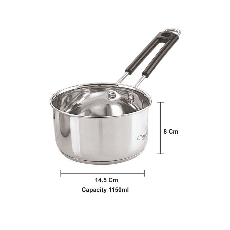 Neelam Stainless Steel Induction Bottom Sauce Pan, 1150ml, 1 Piece, Silver