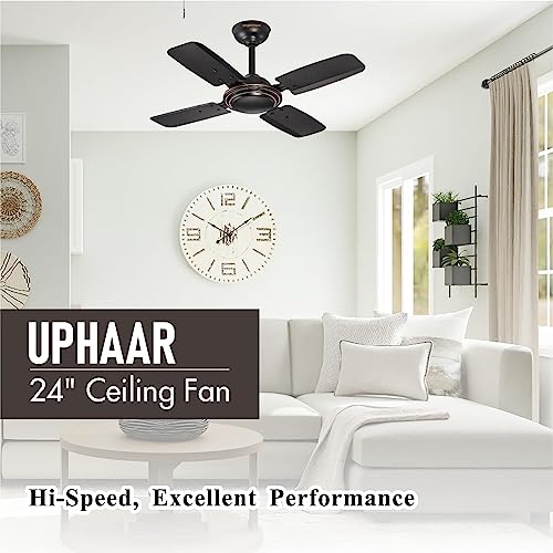 DIGISMART High Speed 850 RPM Uphaar 4 Blades (600MM) Anti DUST Coating Ceiling Fan Smoke Brown 2 Year Warranty (24 Inch Smoke Brown)