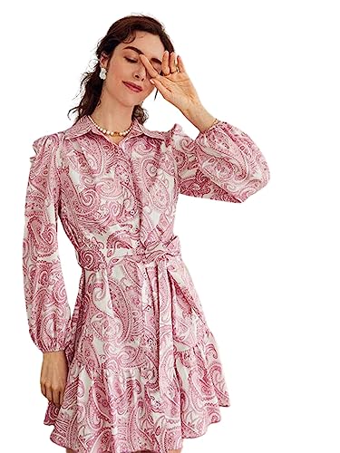 DHRUVI TRENDZ Women's Rayon Above The Knee Western Dress (DT-WD1127_Pink_M)