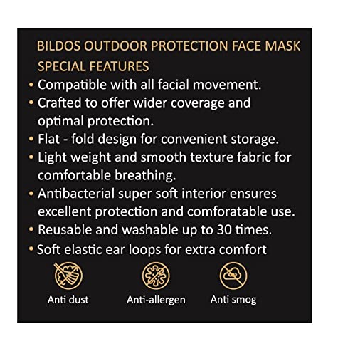 Bildos Cotton Unisex Super Breathable Cloth Face mask with Adjustable Ear Loop (Multicolour) - Pack of 12