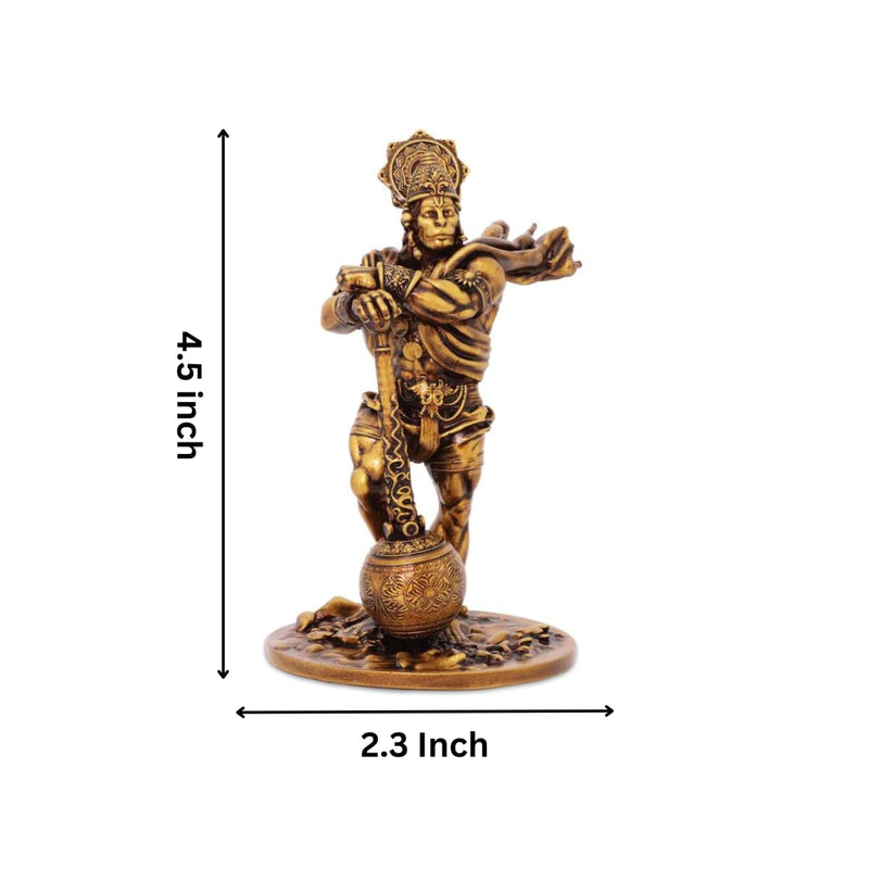 Nivish Bahubali Hanuman Ji Murti for Car Dashboard | Balaji Bajrangbali Idol for Pooja, Temple, Office|Home Décor Showpiece Gift for Housewarming, Anniversary | Golden 4.3 Inch (Resin)