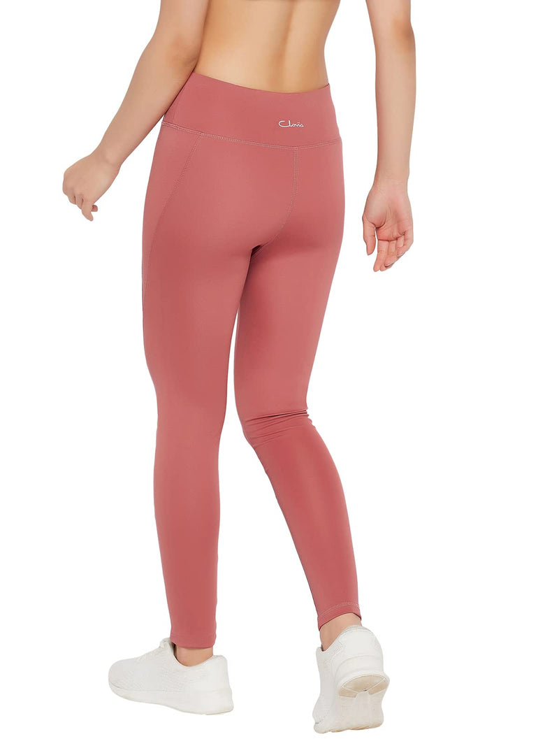 Clovia Women's Snug Fit High-Rise Active Tights (AB0100P14_Pink_L)