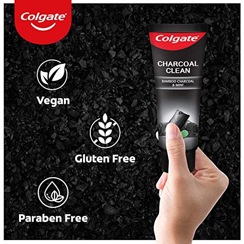 Colgate Charcoal Clean 240g (120g x 2, Pack of 2) Black Gel Toothpaste, Pack of Deep Clean Toothpaste With Bamboo Charcoal & Wintergreen Mint For Plaque Removal, Tingling Fresh Mouth Experience