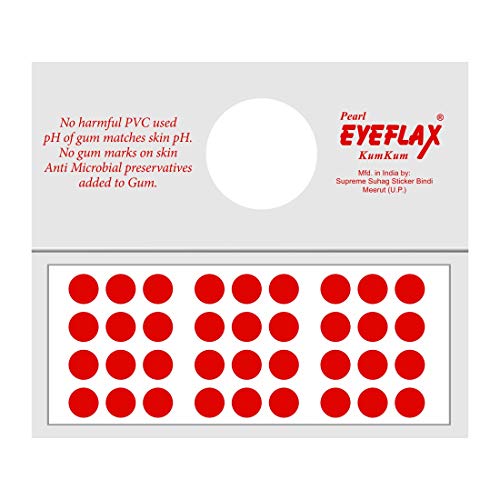 Pearl Eyeflax Kumkum Bindi Red Round Box with 15 Flaps (Size 4 Diameter 6 mm) (Red)