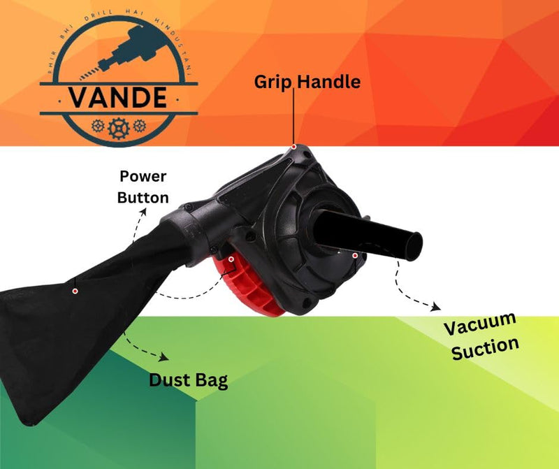 Vande FEB-650VBL Corded Air Blower with Vaccum Cleaner, Powerful Motor, Variable Speed for Clearing Away Dust Particles from Furniture, Cars, Computers, Windows & Bed Sides (Royal Black)