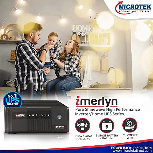 Microtek iMerlyn 1850 Pure Sine Wave 1600VA/24V Inverter, Support 2 Battery With 2 Year Warranty for Home, Office & Shops