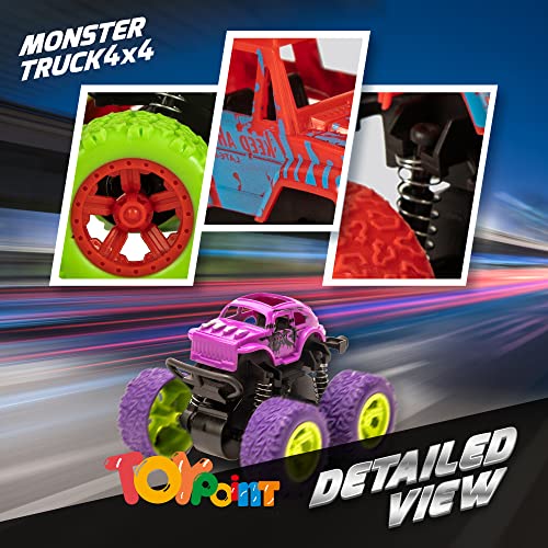 Toypoint Monster Truck Friction Powered Cars - Gift Toys for Kids, Boys, Girls (Pack of 2)