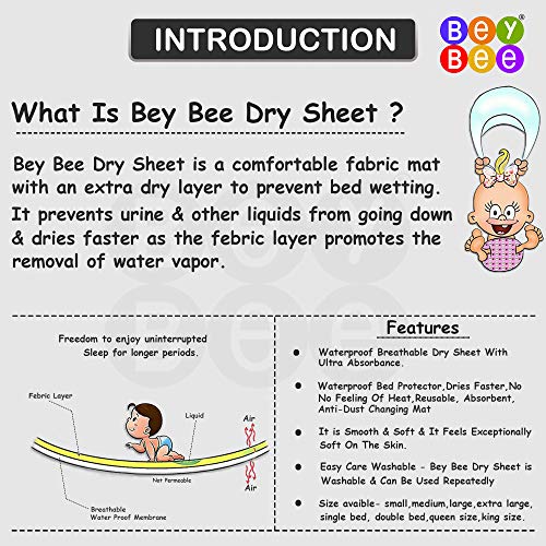 BeyBee Waterproof Quick Dry Sheet for Baby| Bed Pad Anti-Piling Fleece Extra Absorbent Washable Matress Protector| Baby Bed Protector Sheet for Toddler Children, Large Size, 140x100cm, Grey