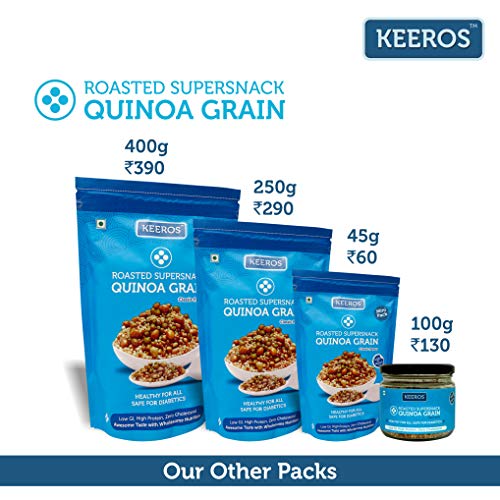 Keeros Quinoa Grain Roasted & Healthy Snacks for Weight Loss | Diabetic Friendly, Diet Namkeen & Snacks | Gluten Free, High Protein, Low Calorie, Tasty Lightly Spiced Mix of Quinoa & 4supergrains|250g