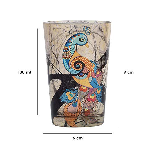 KOLOROBIA Charismatic Peacock Chai Glass/Tea Glass, Flame Proof, Microwave & Dishwasher Safe | for Daily Use & Gifting, (Set of 2)