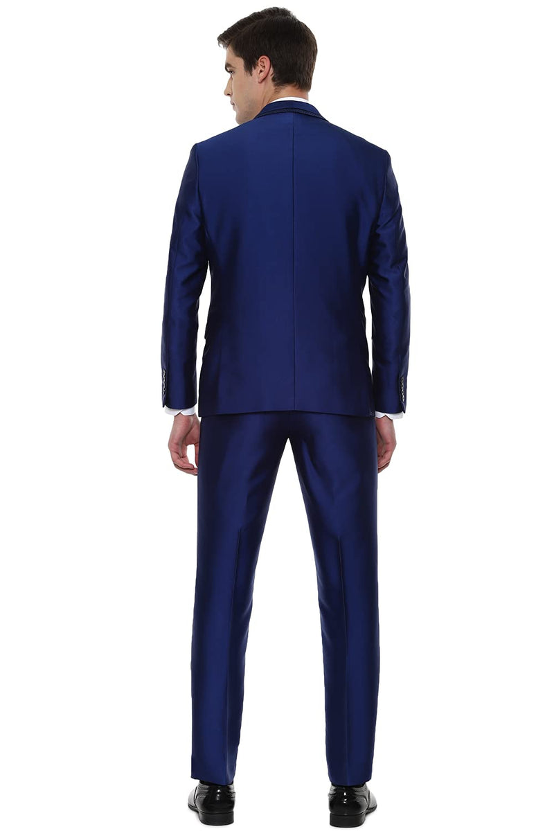 Van Heusen Men's Poly Viscose Notch Lapel Suit (VHSUCSLFI75225_Blue_40)