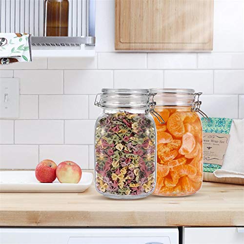 STAR WORK Air-Tight Mason Glass Jars with Buckle Lids for Home (1500ml, Set Of 4)