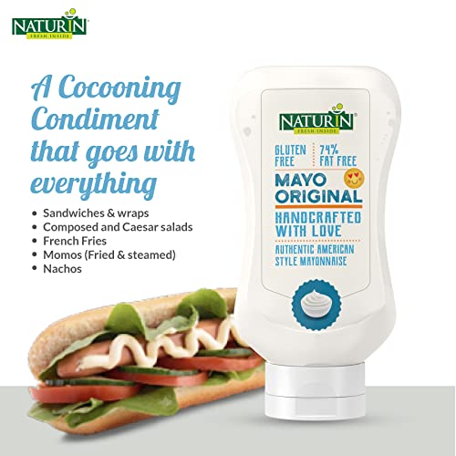 Naturin Mayo Original - Smooth & Creamy Eggless Mayonaise - 100% Vegeterian - Bursting Rich Indian Flavoured Dip Sauce (290gm)