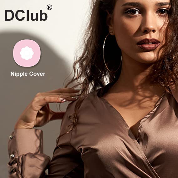 DClub Nipple Covers Reusable Comfortable & Natural Invisible Adhesive Silicone Pasties for Women, Round (Skin) (2)