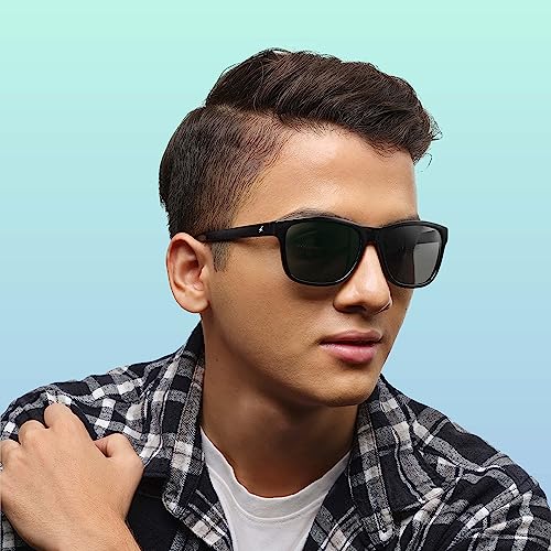 Fastrack Men's 100% UV protected Black Lens Square Sunglasses