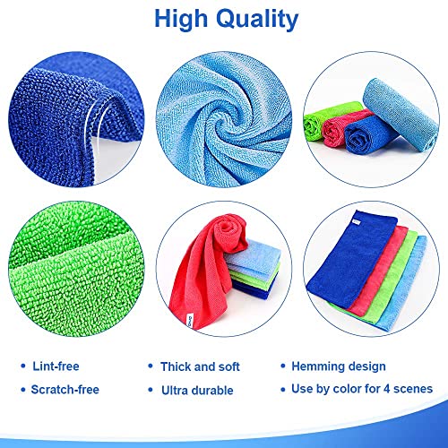 ovwo 12Pcs Premium Microfiber Cleaning Cloths - Highly Absorbent, Lint Free, Streak Free, Micro Fiber Cleaning Towels, Dish Cloth, Wash Clothes, Size: 12" X 12" Especially for Kitchen, Home