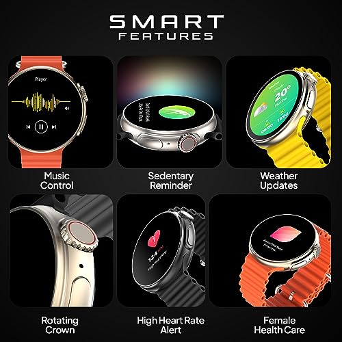 Fire-Boltt Asteroid 1.43” Super AMOLED Display Smart Watch, One Tap Bluetooth Calling, 466 * 466 px Resolution, 123 Sports Modes, in-Built Voice Assistance, 350mAh Large Battery (Black)