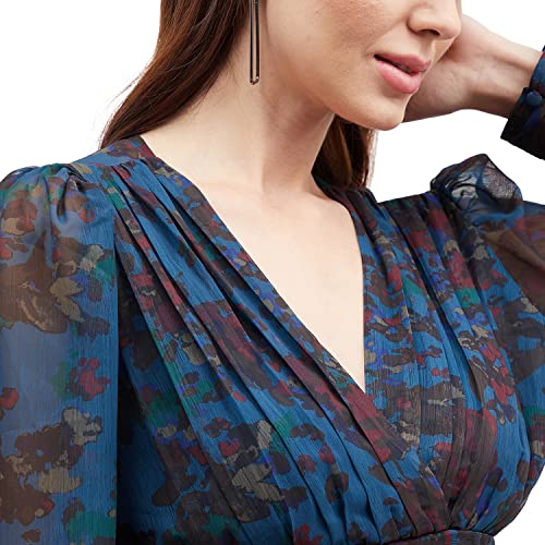 Harpa Women's Floral Regular Fit TOP (GR6474A_Blue M)