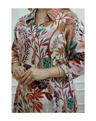 DHRUVI TRENDZ Cotton Blend Regular Women Kurta Set (DT-k2716&P138_Multi_2XL) Multicolour