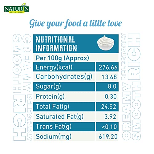 Naturin Mayo Original - Smooth & Creamy Eggless Mayonaise - 100% Vegeterian - Bursting Rich Indian Flavoured Dip Sauce (290gm)