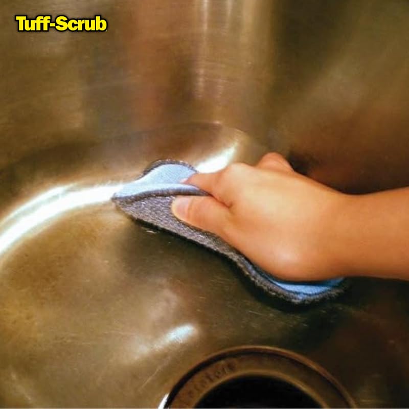 The Original Tuff-Scrub | Microfiber Multi Surface Scrub and Wipe Sponges | Durable and Reusable | Dual-Sided for Scouring, Scrubbing, Dishwashing and Easy Household Cleaning (Pack of 3, Nano Size)