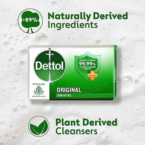 Dettol Original Germ Protection Bathing Soap Bar (600gm) | Kills 99.99% germs, 125gm + 20% Extra Free, Pack of 4