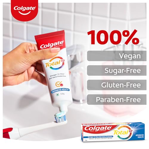 Colgate Total Whole Mouth Health, Antibacterial Toothpaste, 120gm + 120gm (240gm) (Advanced Health, Saver Pack), World's No. 1* Germ-fighting Toothpaste