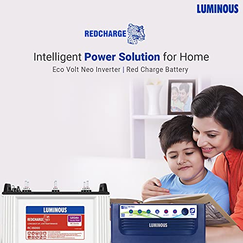 Luminous Inverter & Battery Combo for Home, Office & Shops (Eco Volt Neo 1050 Sine Wave Inverter, Red Charge 15000 120Ah Tall Tubular Battery)