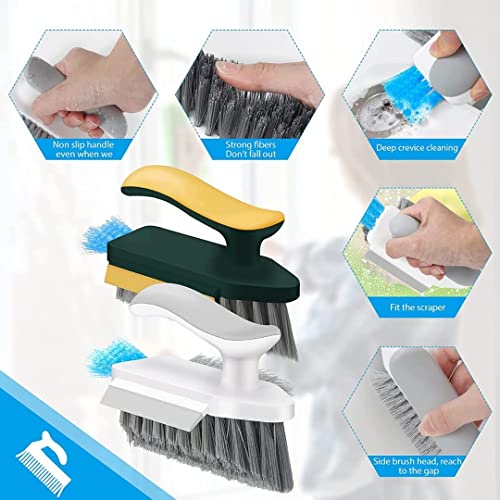 DIVUE Tile Wall Gap Cleaning Brush with 3 Type bristles Stiff Brush for Bathroom Tile Floor Brush Tile Cleaner Floor Cleaning Brushes for Household Kitchen Accessories Items Squeegees (Multi Color)