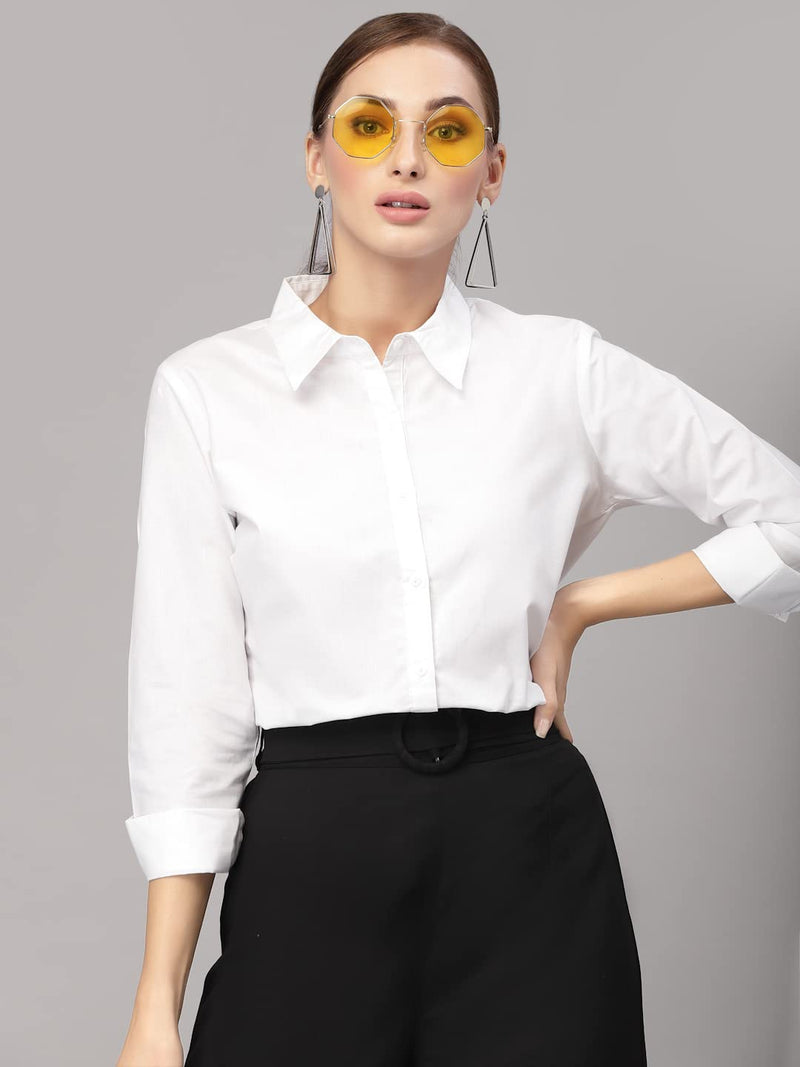 Style Quotient Women Solid Polycotton Regular Formal Shirt