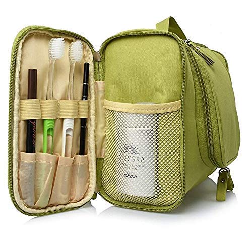 OYZEKX Portable Toiletry Bag for Women Makeup Pouch Waterproof Shower Wash Bag Cosmetic Organizer Case Multifunctional Travel Kit Pack with Hook (Green)