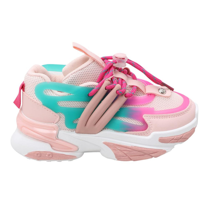 Hopscotch Girls Mesh Solid Applique Athletic Shoes in Pink Color, UK:3 (ZSX-4400100)