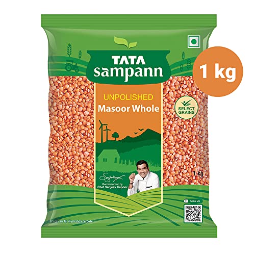 Tata Sampann Unpolished Masoor Dal (Whole), 1kg