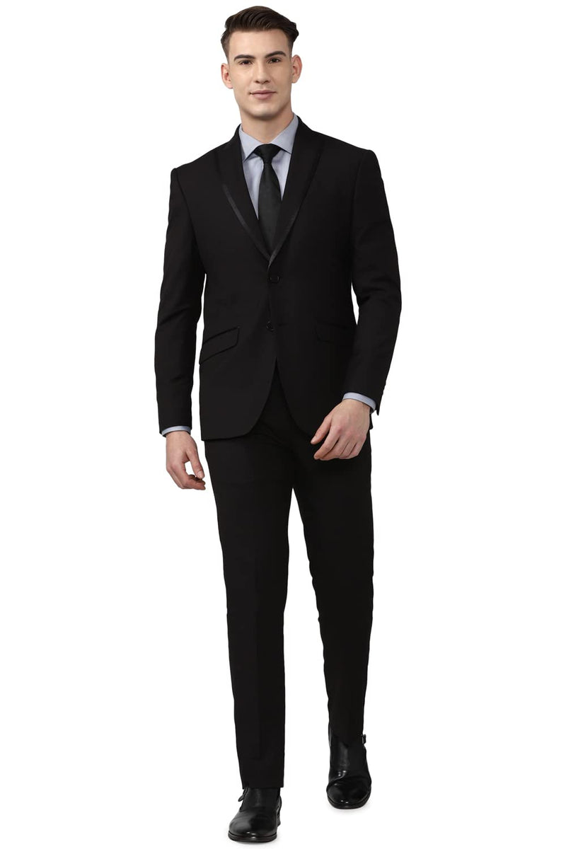 Peter England Men's Polyester Blend Two Piece Suit (PISUSNSF331973_Black