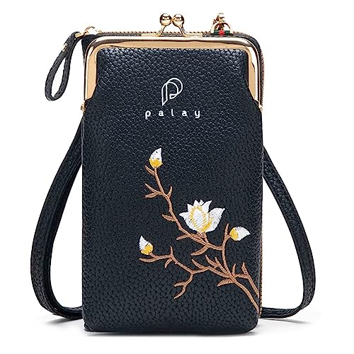 PALAY® Women Crossbody Phone Bags for Mobile Cell Phone Holder Pocket Wallet PU Leather Sling Wallet for Women Girls Ladies Mini Shoulder Bags with Credit Card Slots…