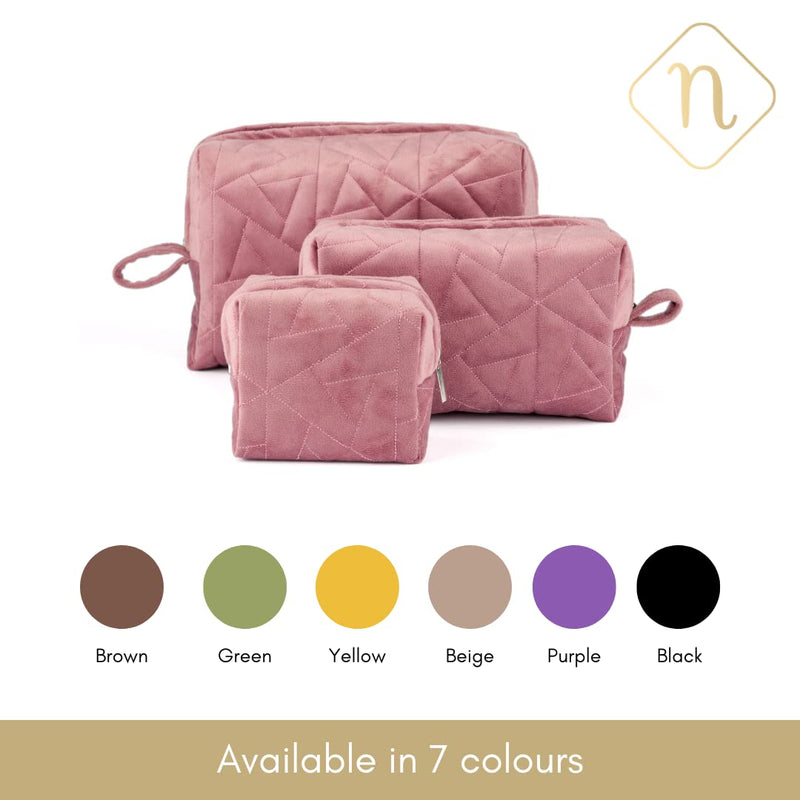 Nestasia Dusty Pink Quilted Multipurpose Set of 3 Cosmetic Bags for Storage, Travel Kit, Makeup Pouches,Toiletry Bag of Different Sizes