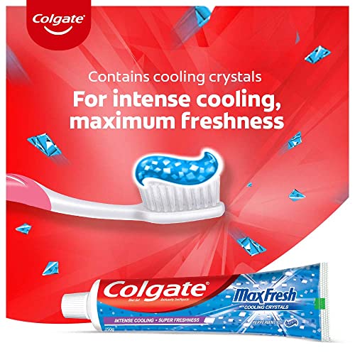 Colgate MaxFresh Toothpaste, Blue Gel Paste with Menthol for Super Fresh Breath, 600g, 150g X 4 (Peppermint Ice, Saver Pack)