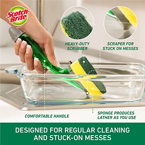 Scotch-Brite Soap Dispensing Dishwand with Scrubber and Handle | Tough on Stains, Easy on Hands