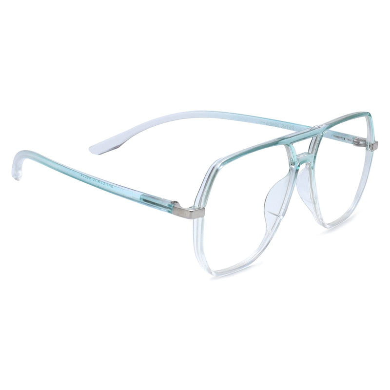 Peter Jones Oversized Aviator Transparent/Green Unisex Blue Light Blocking Computer Glasses (AG20508GR)