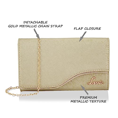 Lavie womens Curve Ava Envelope Small Mt.Gold Clutch Bag