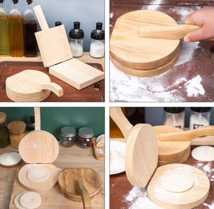 VARiSTY MINI Puri Wodden Momos Puri makers Machine Rolling Board Puri Maker Large Tortilla Press with Rolling Pin Dough Presser Tool Puri Making -Multi Color