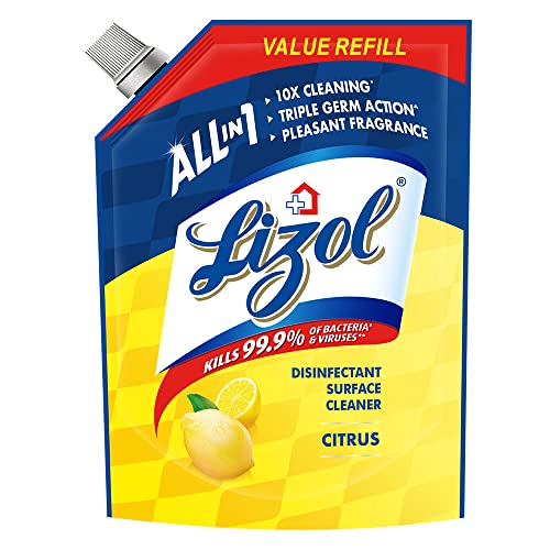 Lizol 1800 ml - Citrus, Disinfectant Surface & Floor Cleaner Liquid Refill Pack | Suitable for All Floor Cleaner Mops | Kills 99.9% Germs| India's