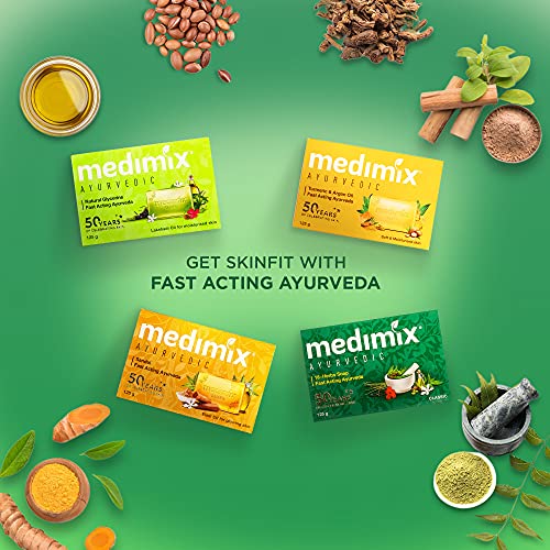 Medimix Ayurvedic Classic 18 Herbs Bathing Soap 125g (Combo Pack of 8) | Natural Oils For Healthy & Protected Skin | Shop Herbal | Natural | Paraben-free & Sulphate-free | 100% Vegan
