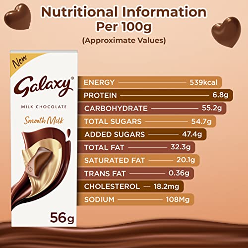 Galaxy Smooth Milk Chocolate Bar, 56g ( Pack of 4 )