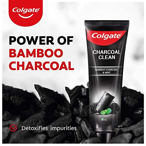 Colgate Charcoal Clean 240g (120g x 2, Pack of 2) Black Gel Toothpaste, Pack of Deep Clean Toothpaste With Bamboo Charcoal & Wintergreen Mint For Plaque Removal, Tingling Fresh Mouth Experience