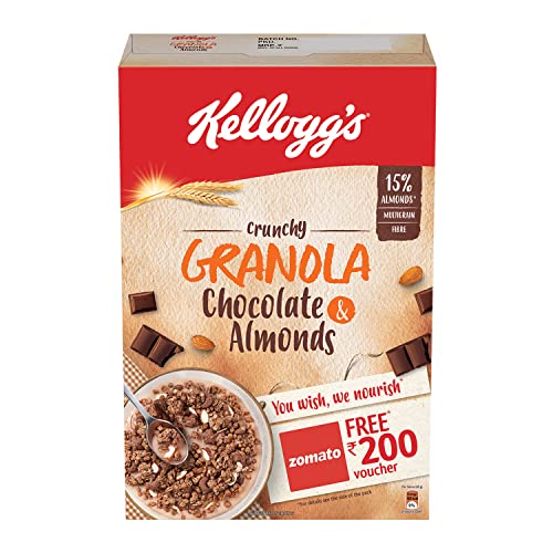 Kellogg's Crunchy Granola Chocolate & Almonds, 450 g | Breakfast Cereal | Multigrain Flakes