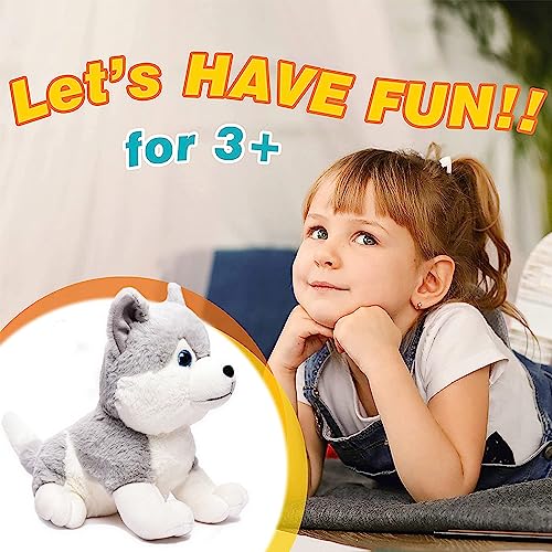 Webby Plush Husky Dog Stuffed Animal Puppy Soft Toy, Adorable Gifts for Kids and Adult, Glitter Eyes Soft Toy, 35CM (Grey)